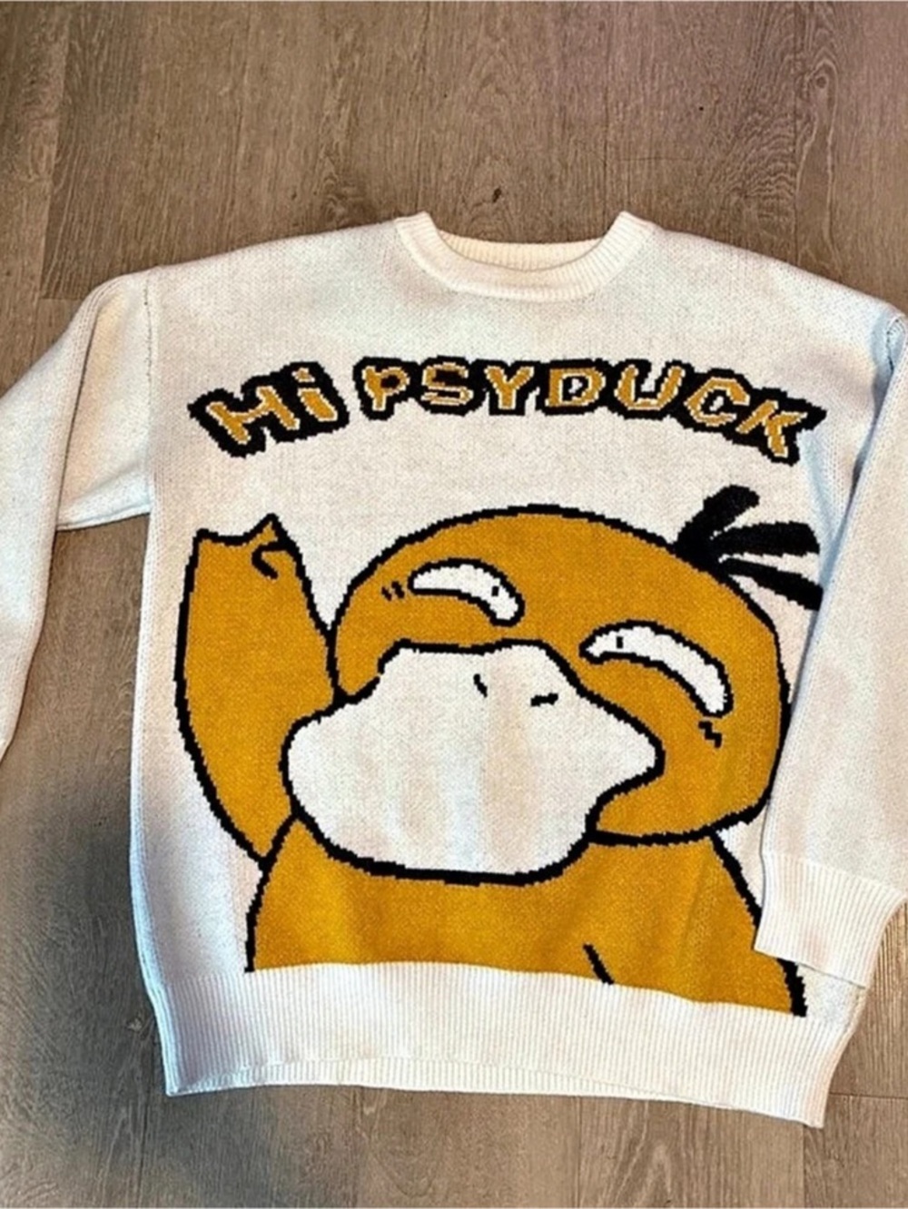 Hi Psyduck Pokemon Sweater Size
M Knit Oversized White Yellow
Crewneck M